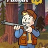 Fallout 76 cover art: Vault Boy in ranger gear holding a rifle in front of a forest.